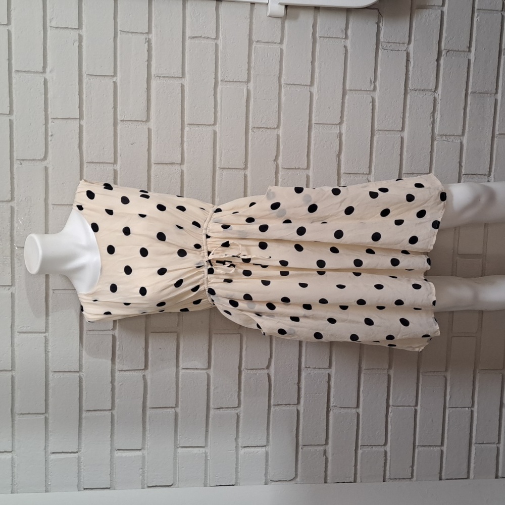 J.Crew 100% Silk Cream & Polka Dot Sleeveless Lined Dress. Size 0